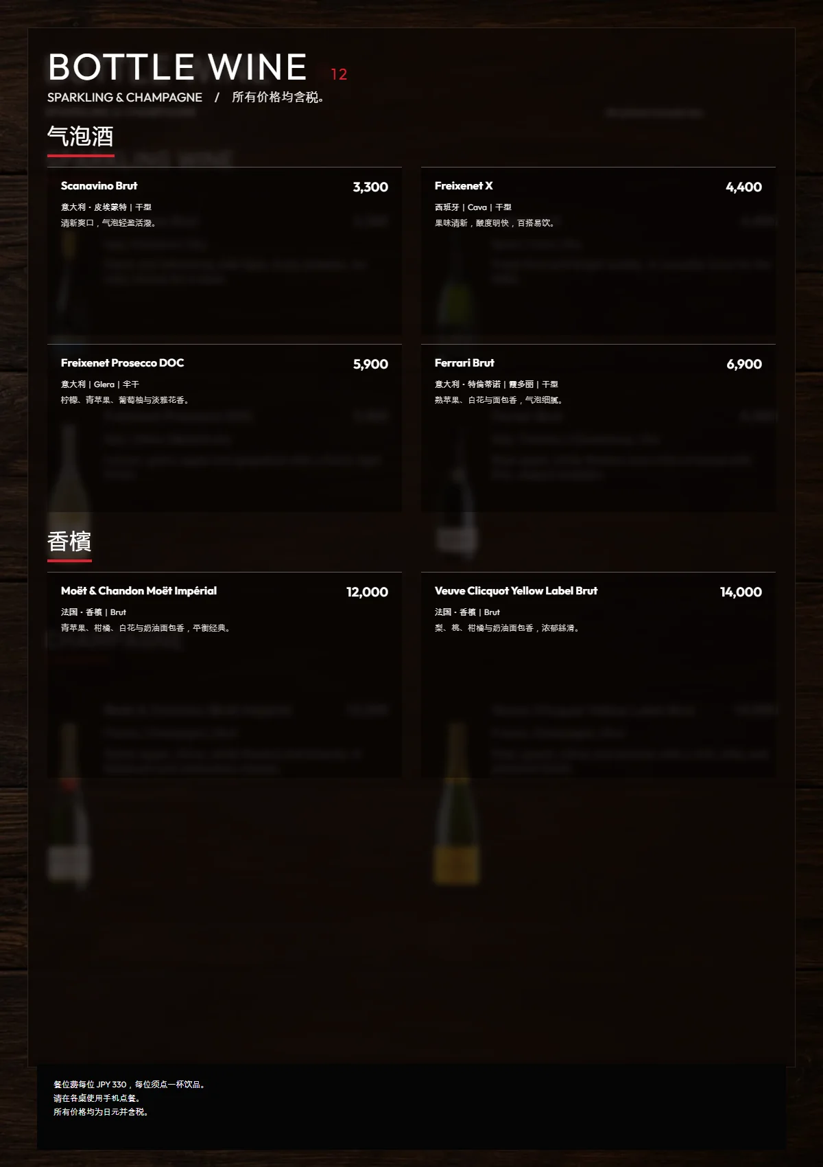 简体中文 PIZZANIA BOTTLE WINE 2 menu