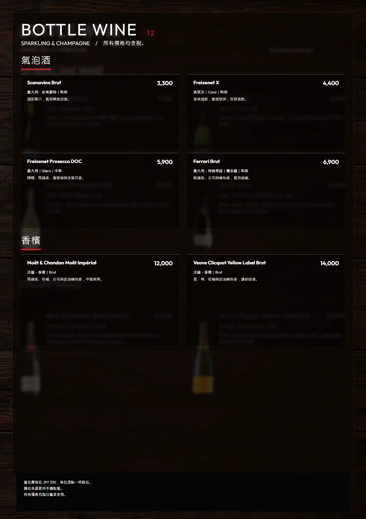 繁體中文 PIZZANIA BOTTLE WINE 2 menu